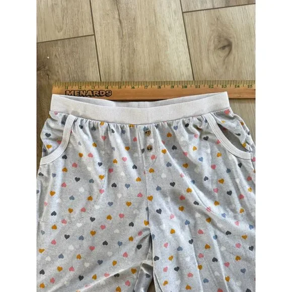 Cuddle Duds XS Gray Hearts Pajama Set Soft Ribbed Henley Joggers Pockets - Picture 12 of 16